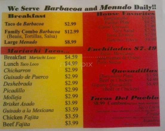 Mariachi Express - Laredo, TX menu_pic