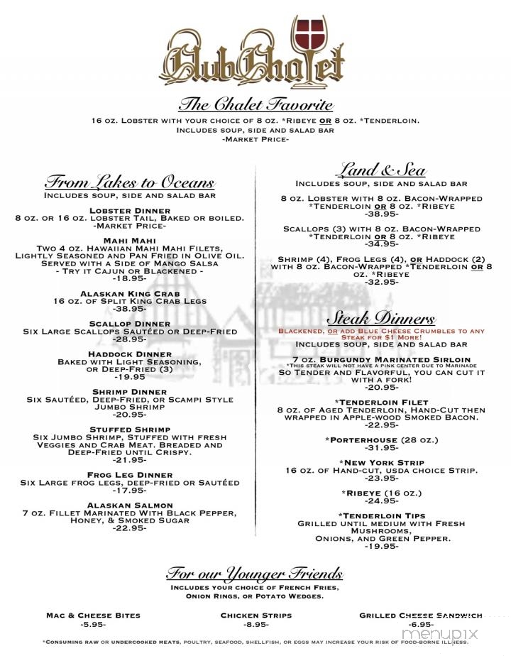 Club Chalet - Green Bay, WI menu_pic
