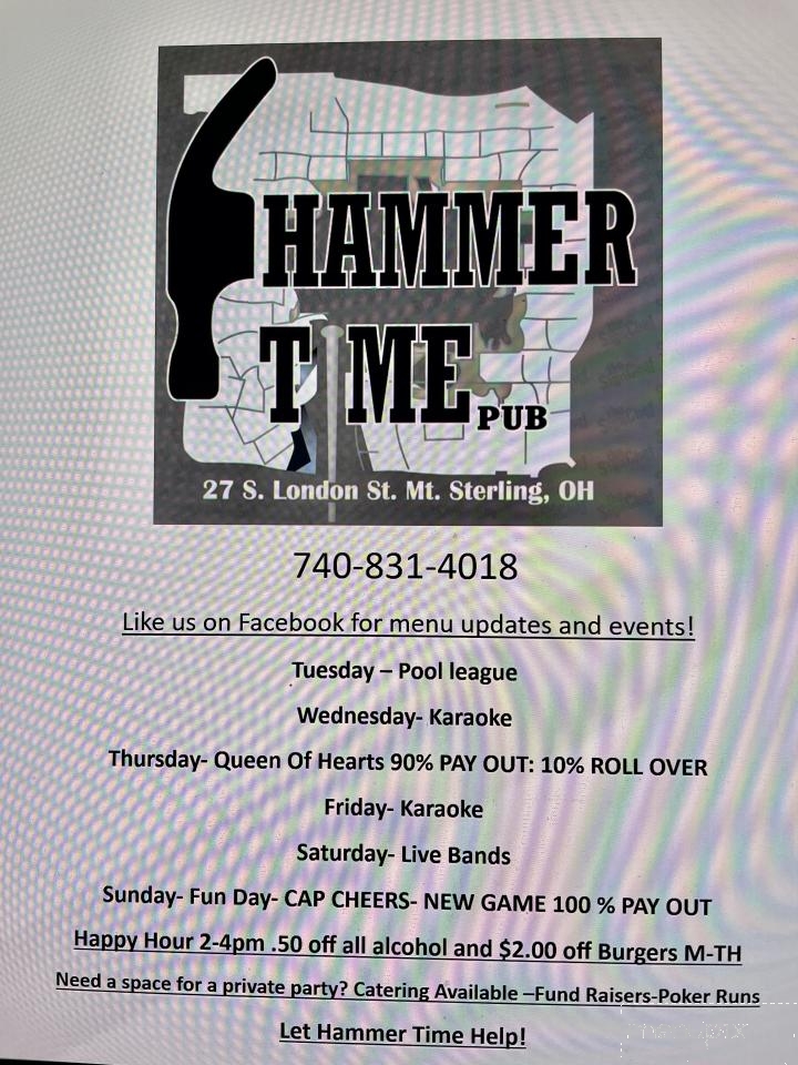 Hammer Time Pub - Mt Sterling, OH menu_pic