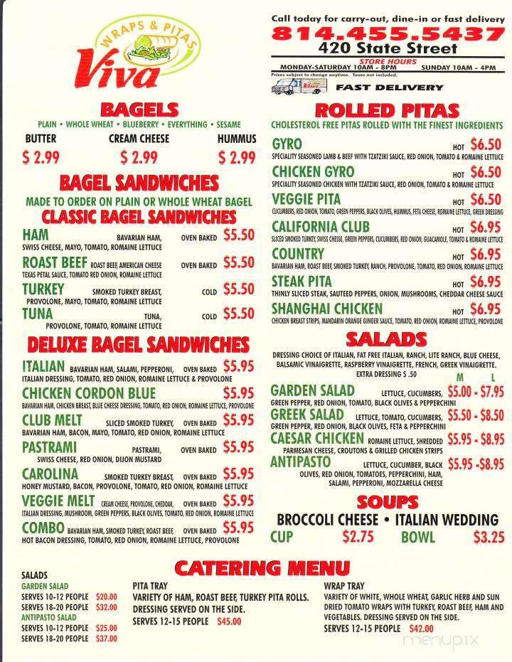 Viva Wraps & Pitas - Erie, PA menu_pic