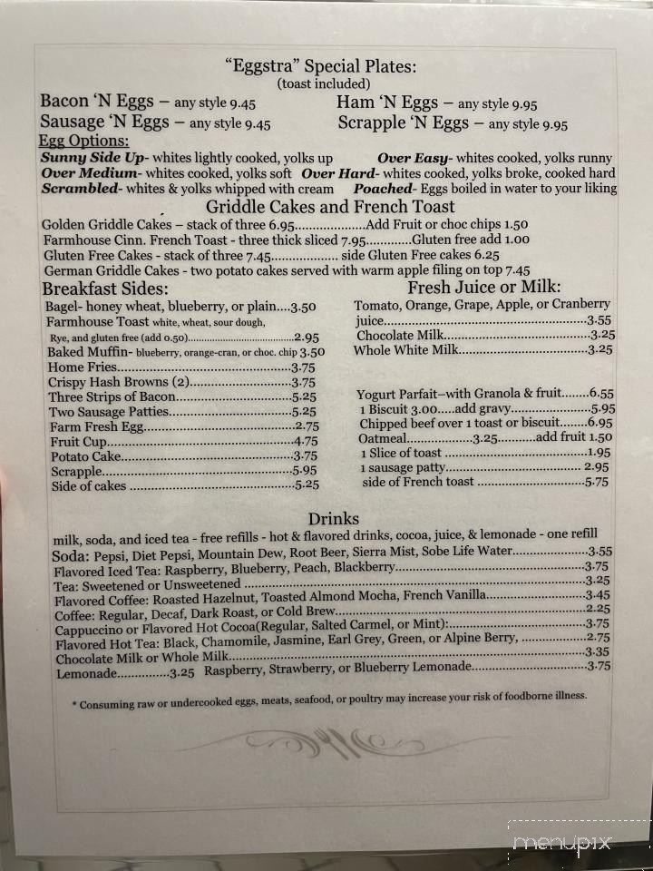 Waltz Creamery and Farm House Cafe - Salladasburg, PA menu_pic