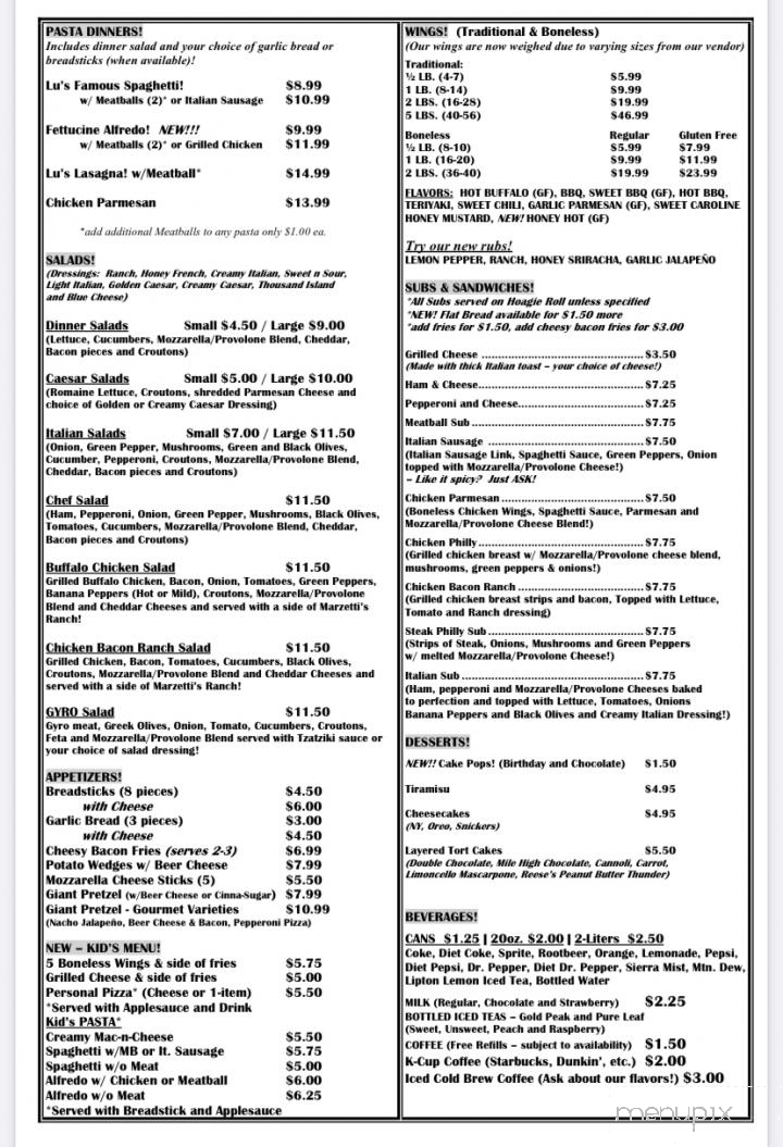 Lu's Pizza - Grafton, OH menu_pic