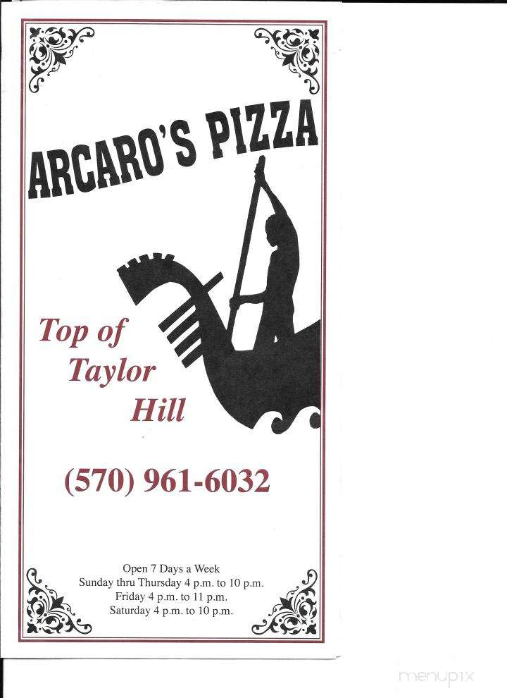 Arcaro's Pizza - Scranton, PA menu_pic