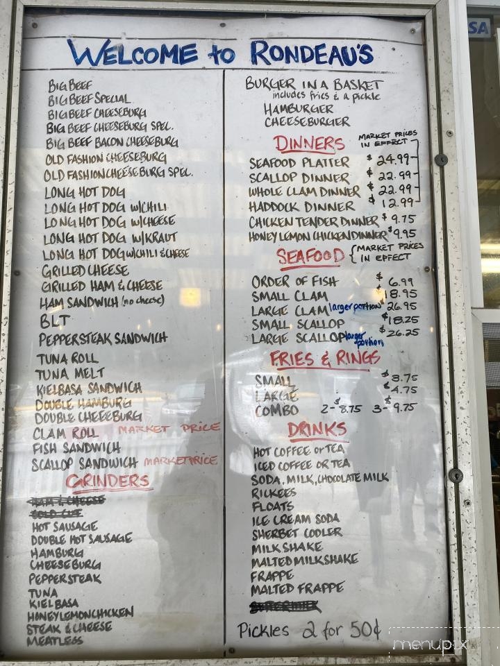 Alvin Rondeau's Dairy Bar - Palmer, MA menu_pic