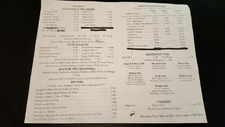 Granny's Pizza & Restaurant - Londonderry, OH menu_pic