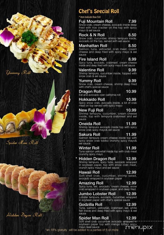 Furji Sushi Asia Sushi Buffet - Oneida, NY menu_pic