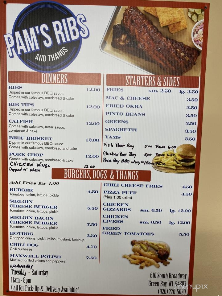 Pam's Ribs and Thangs - Green Bay, WI menu_pic