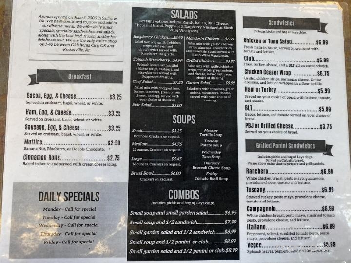 Aromas - Sallisaw, OK menu_pic