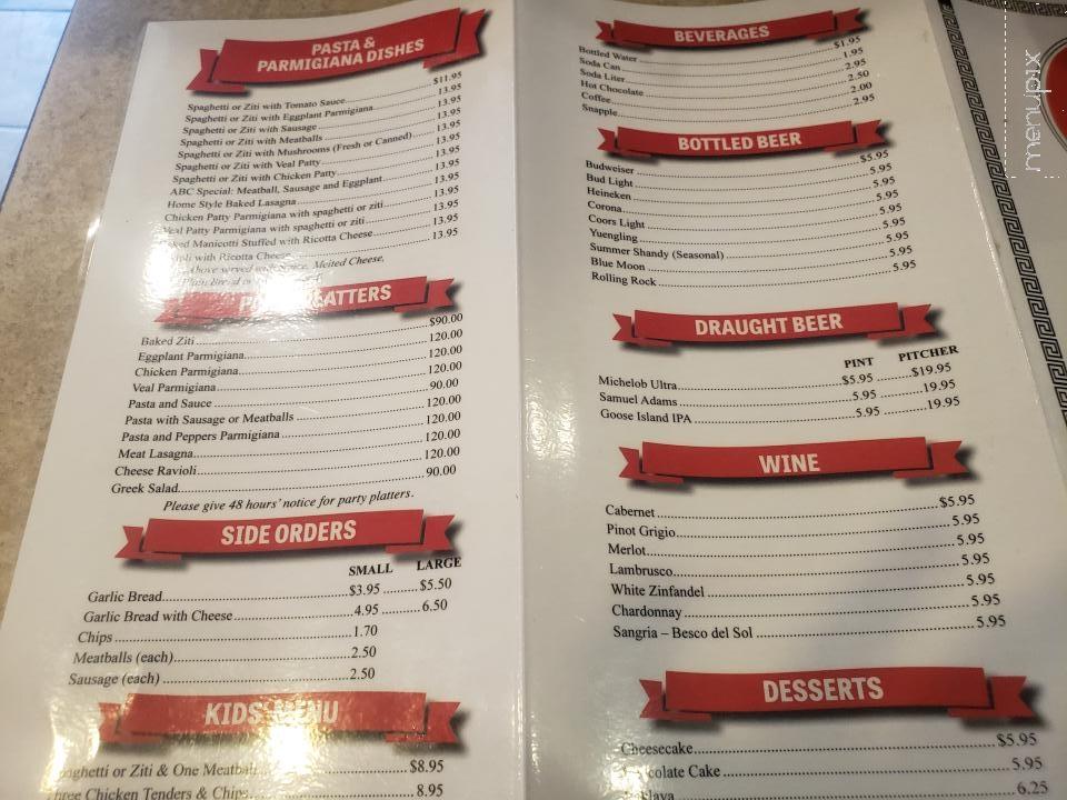 Menu of Abc Pizza House in Winsted, CT 06098