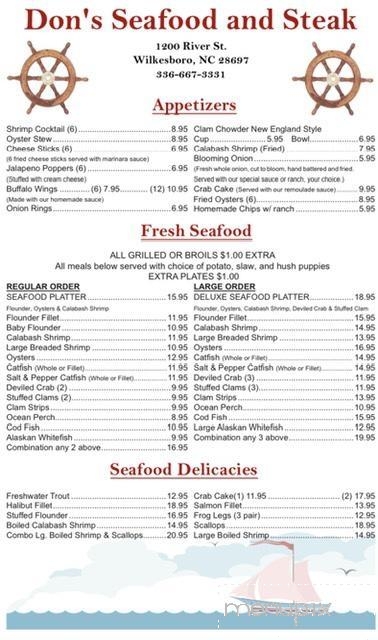 Don's Seafood & Steakhouse - Wilkesboro, NC menu_pic
