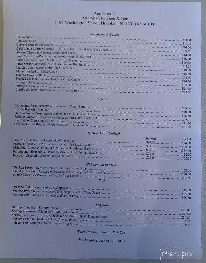 Augustino's Restaurant - Hoboken, NJ menu_pic