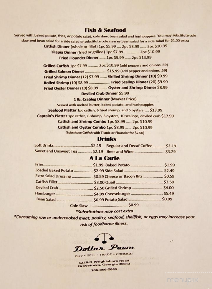Bob's Cafe - Thomson, GA menu_pic
