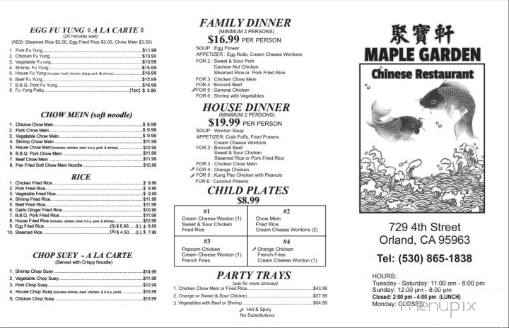 Maple's Garden No 2 - Orland, CA menu_pic