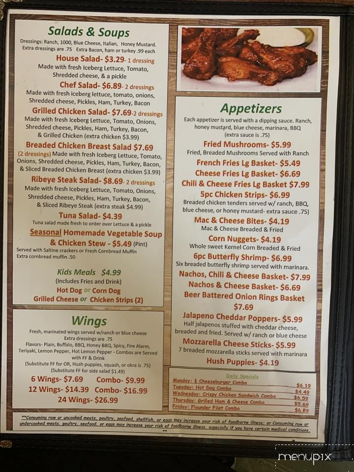Big Daddys Cafe - Gaffney, SC menu_pic