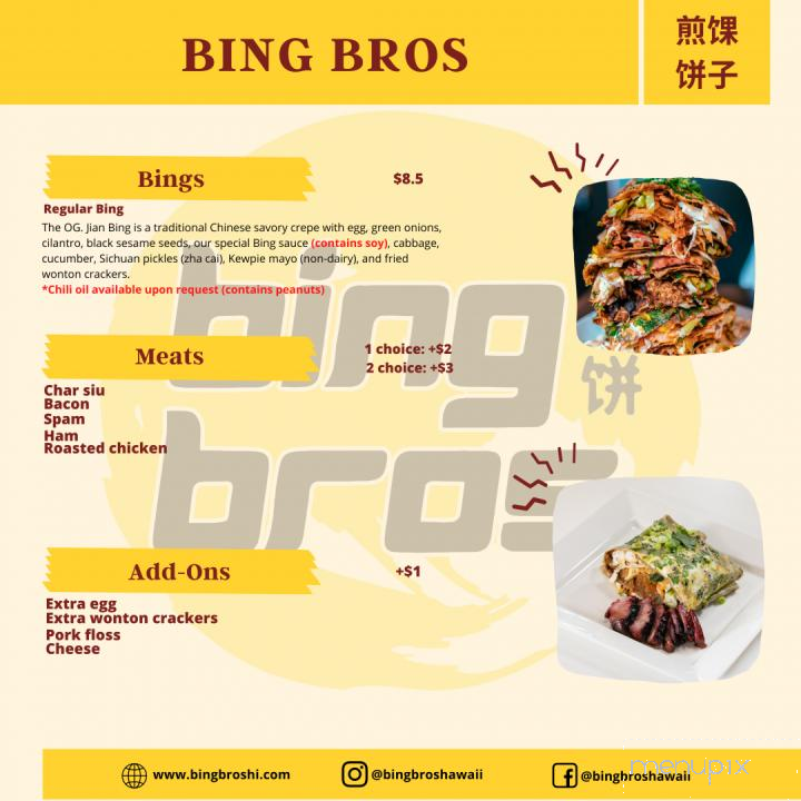 Bing Bros - Honolulu, HI menu_pic