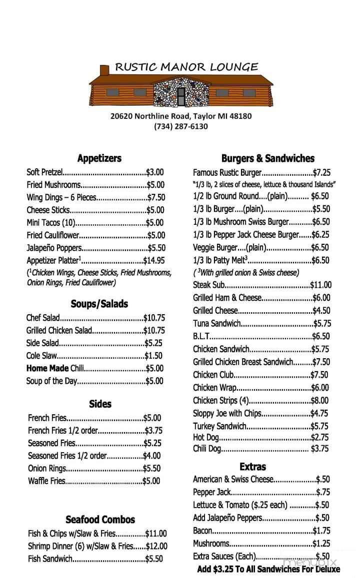 Rustic Manor - Taylor, MI menu_pic