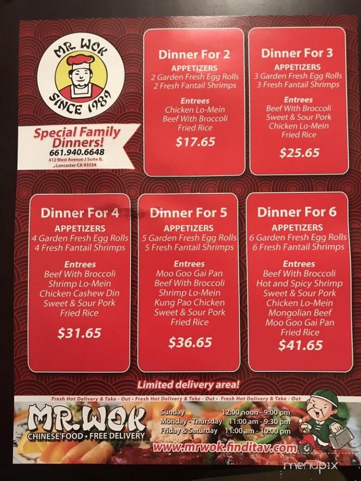 Mr Wok - Lancaster, CA menu_pic