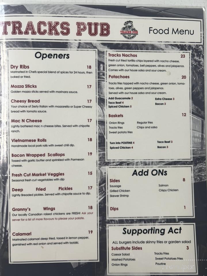 Tracks Pub - Olds, AB menu_pic