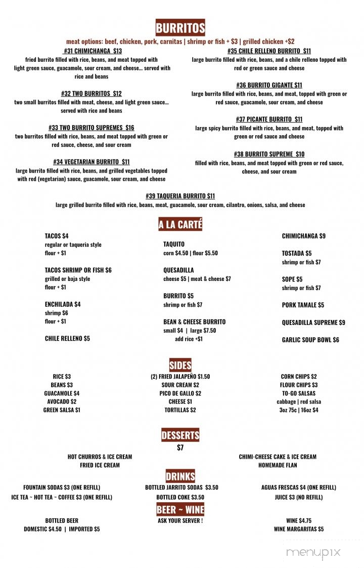 Cocina Michoacana 2 - Sonora, CA menu_pic