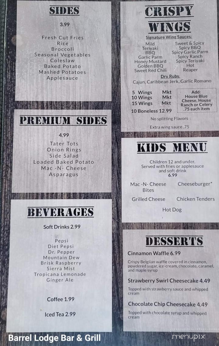 Barrel Lodge Bar & Grill - Streetsboro, OH menu_pic