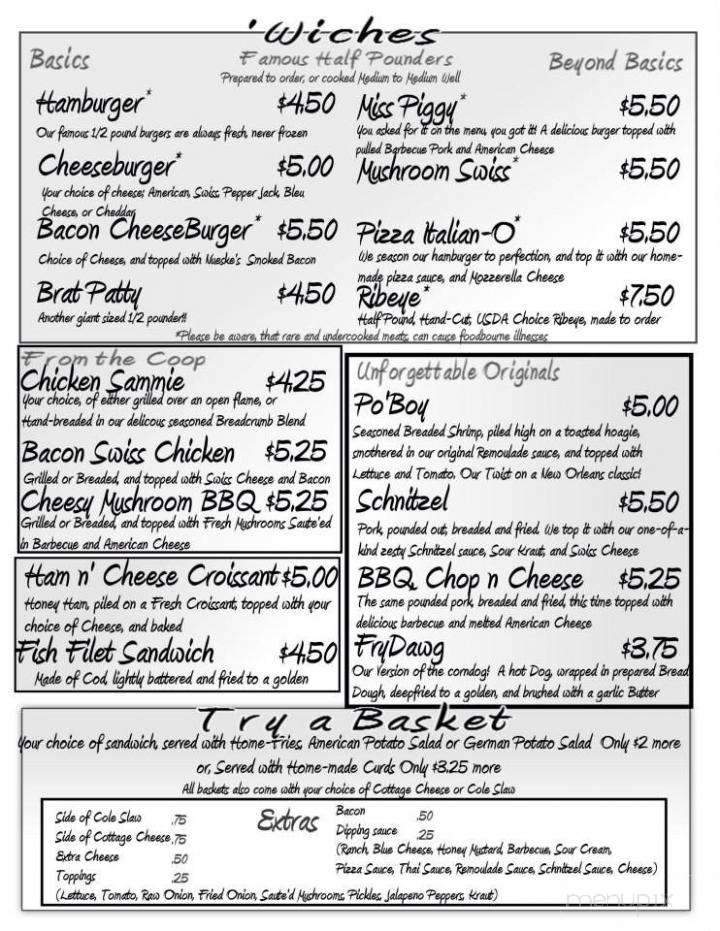 Rachel's Roadside Bar and Grill - Wittenberg, WI menu_pic