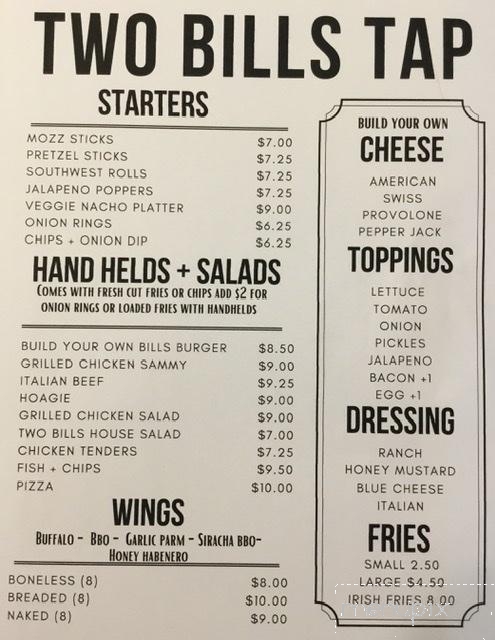 Two Bills Tap - Crown Point, IN menu_pic