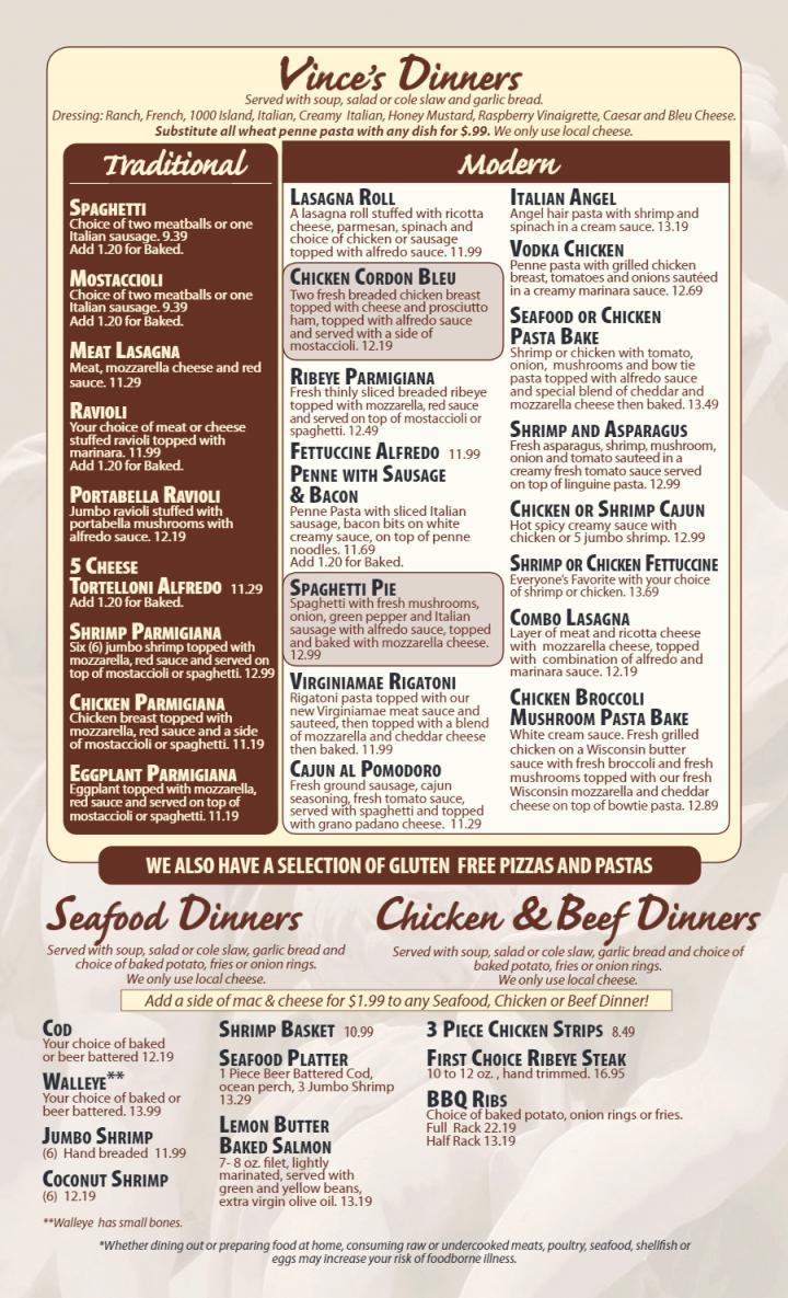 Vinces Restaurant & Pizzeria - Monroe, WI menu_pic