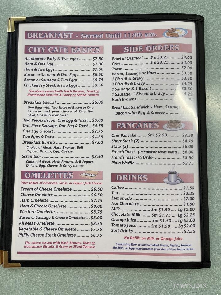 City Cafe - Kingfisher, OK menu_pic