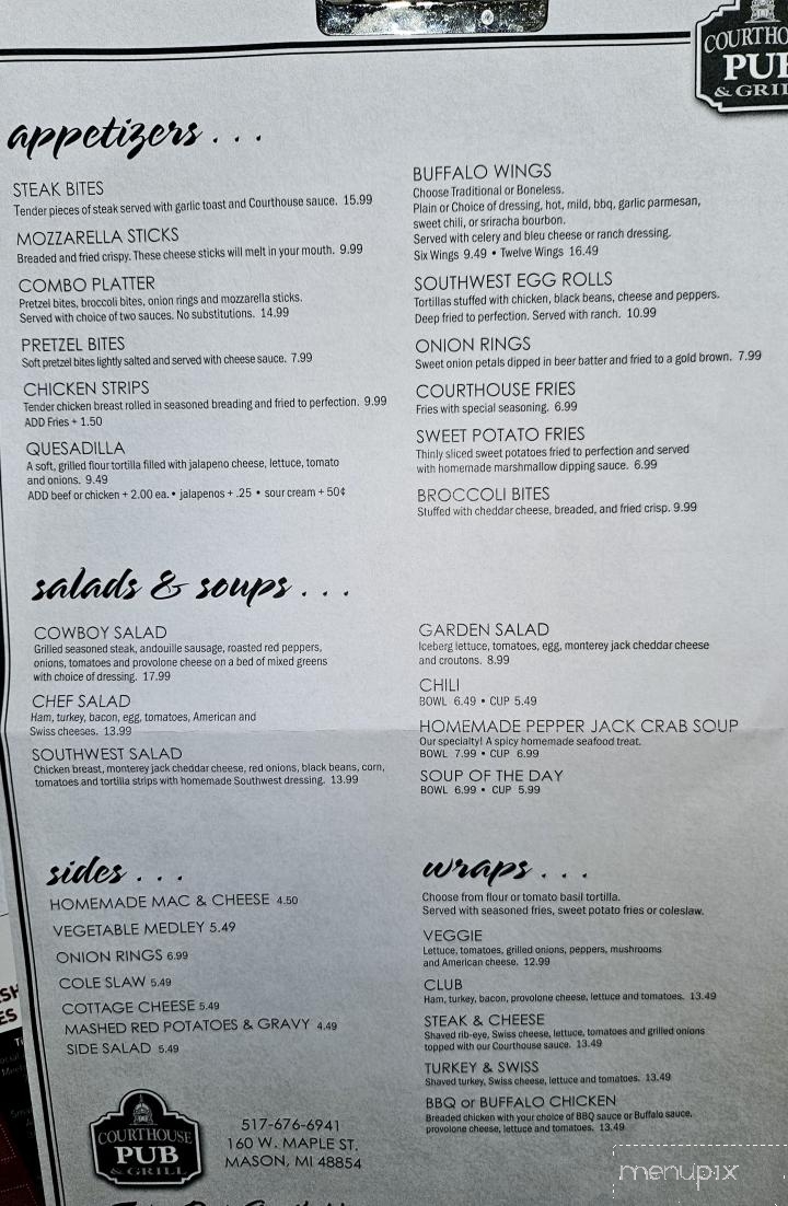 Courthouse Pub - Mason, MI menu_pic
