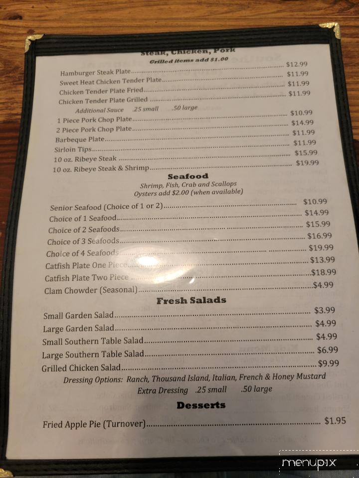 Southern Table Restaurant - Nakina, NC menu_pic