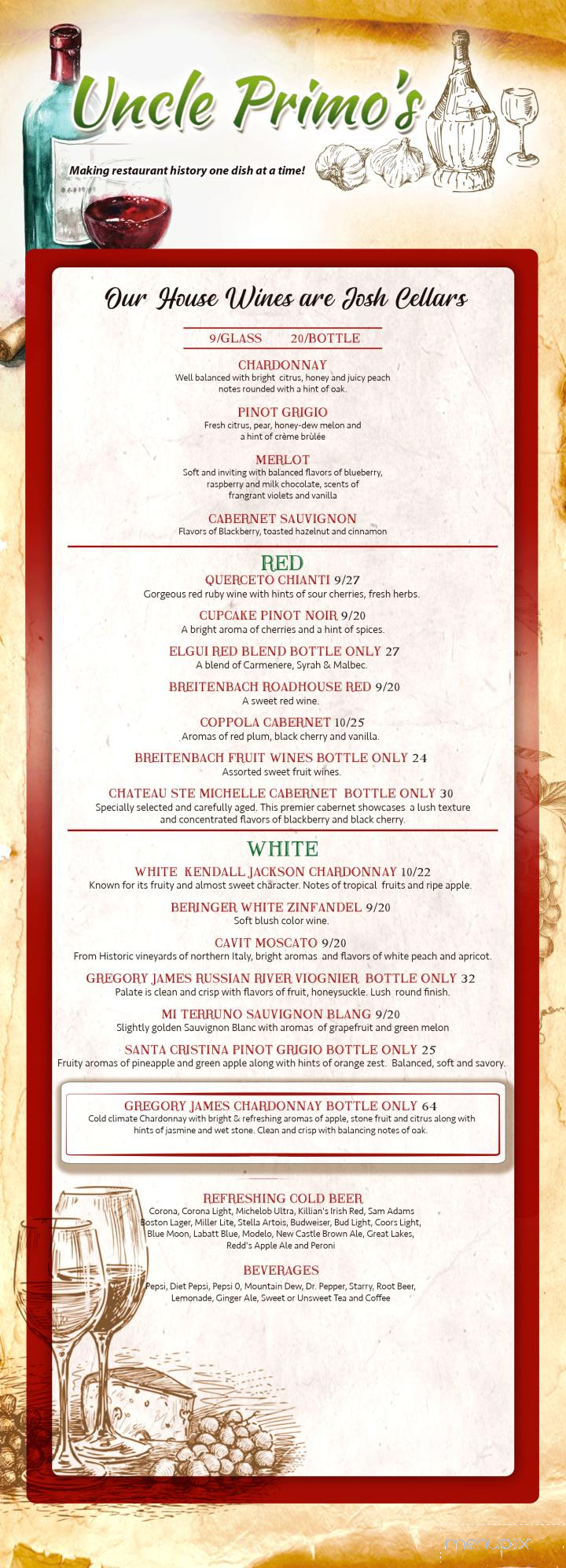 Uncle Primo's - New Philadelphia, OH menu_pic