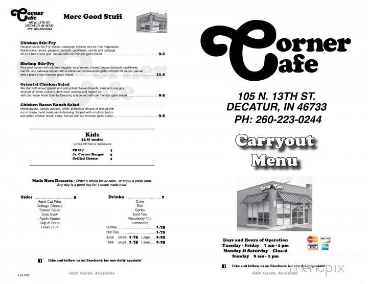 Corner Cafe - Decatur, IN menu_pic