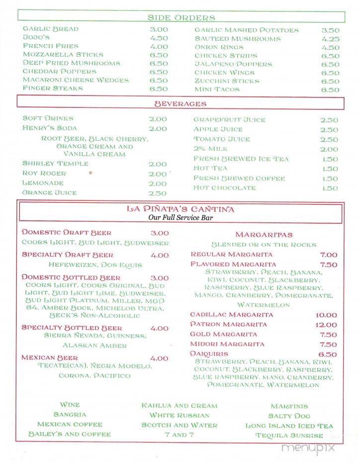 La Pinata Family Mexican - Drain, OR menu_pic