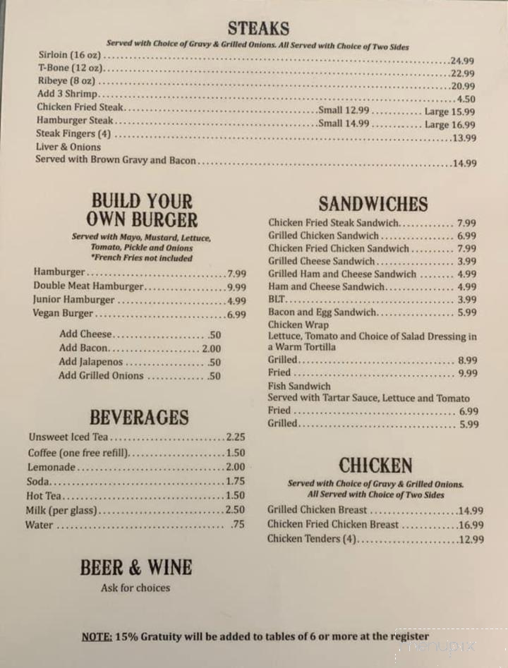Orsak's Cafe - Fayetteville, TX menu_pic