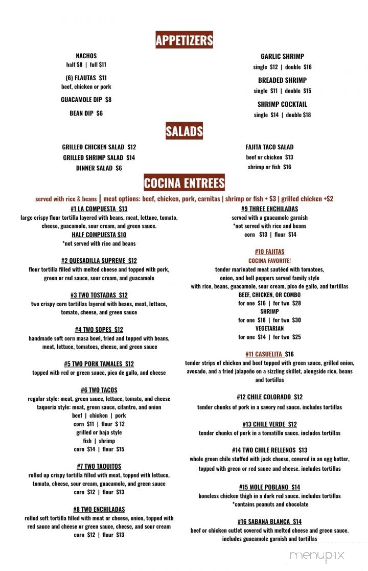 Cocina Michoacana 2 - Sonora, CA menu_pic