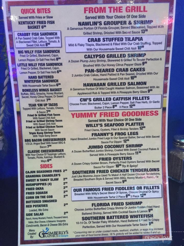 Catfish Willy's - Owensboro, KY menu_pic