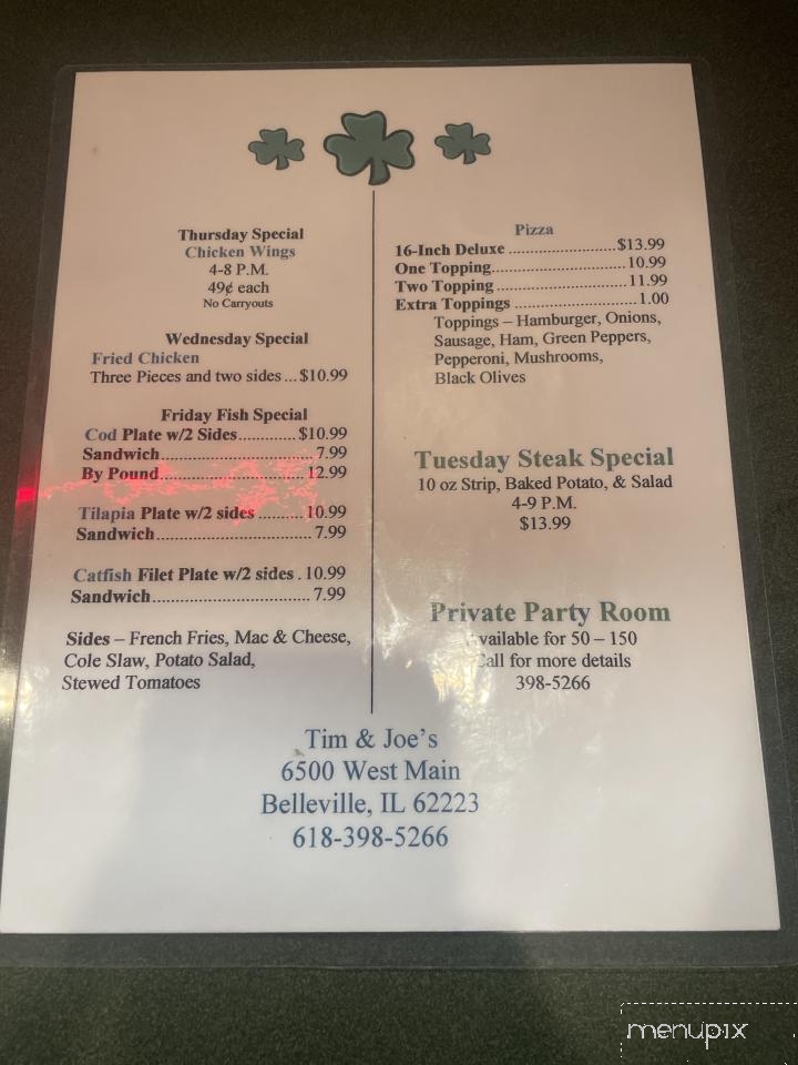 Tim & Joe's Tavern - Belleville, IL menu_pic