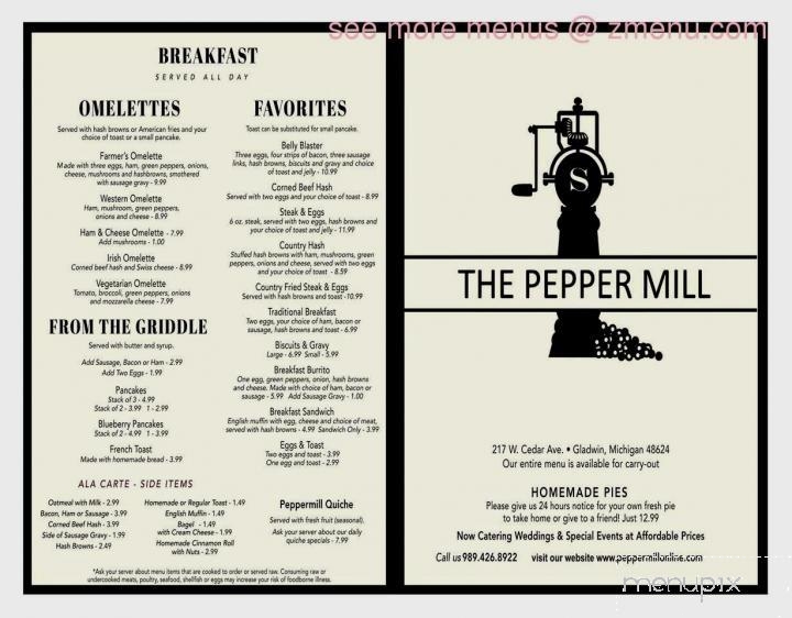 Pepper Mill Restaurant - Gladwin, MI menu_pic
