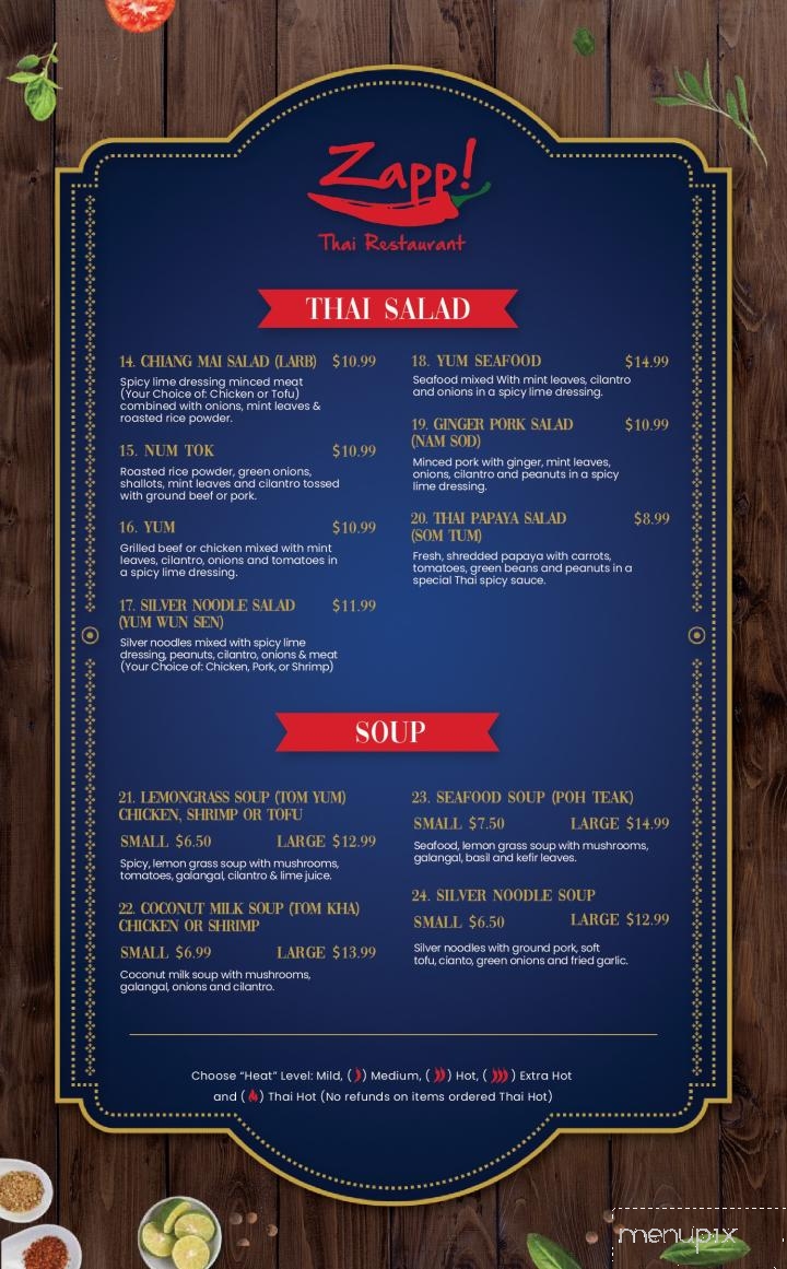 Zapp Thai Restaurant - Greenfield, IN menu_pic