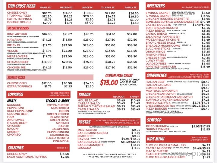 Pizza Castle - Hickory Hills, IL menu_pic