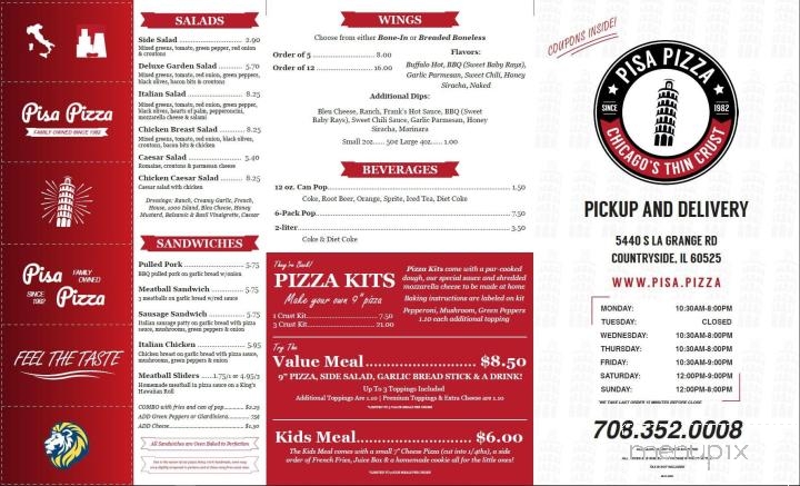 Pisa Pizza - Countryside, IL menu_pic
