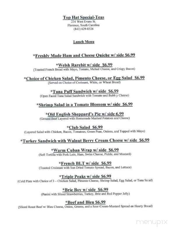 Top Hat Special-Teas - Florence, SC menu_pic