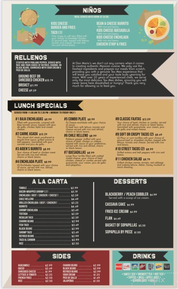 Don Mario's Mexican Cuisine - Arlington, TX menu_pic
