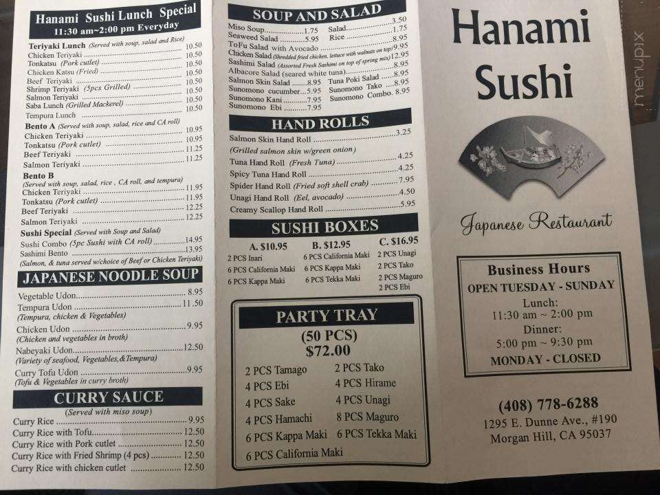 Hanami Sushi - Morgan Hill, CA menu_pic
