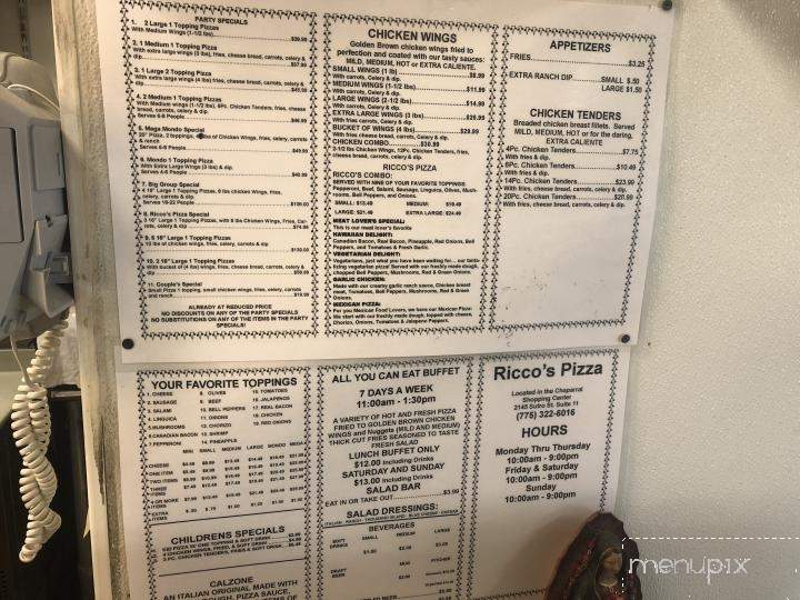 Ricco's Pizza - Reno, NV menu_pic