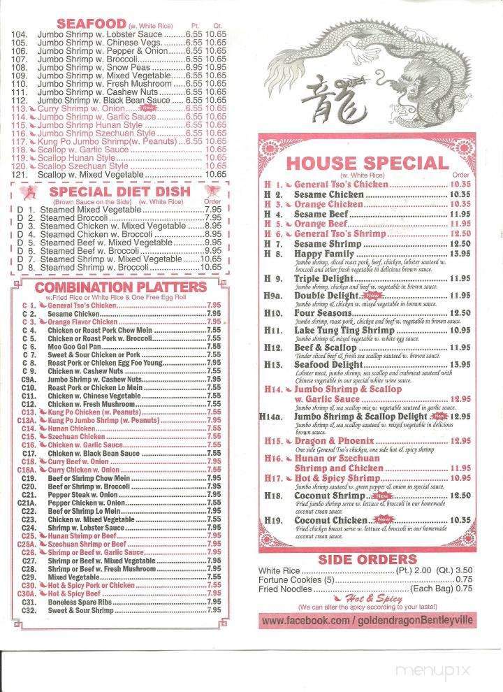 Golden Dragon - Bentleyville, PA menu_pic