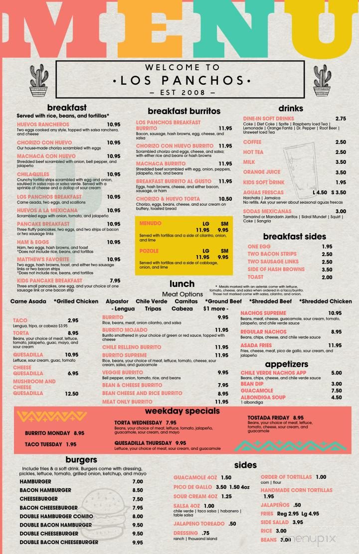 Los Panchos - Exeter, CA menu_pic