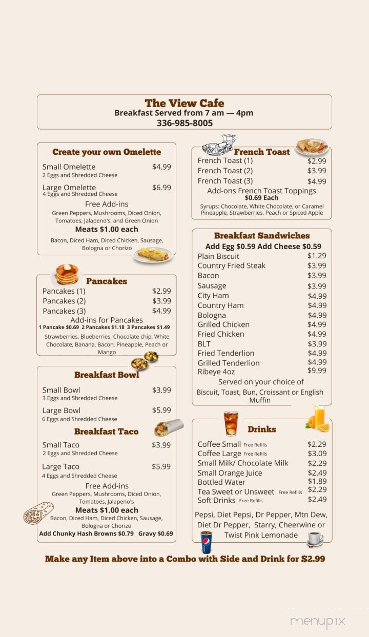 The View Cafe - King, NC menu_pic