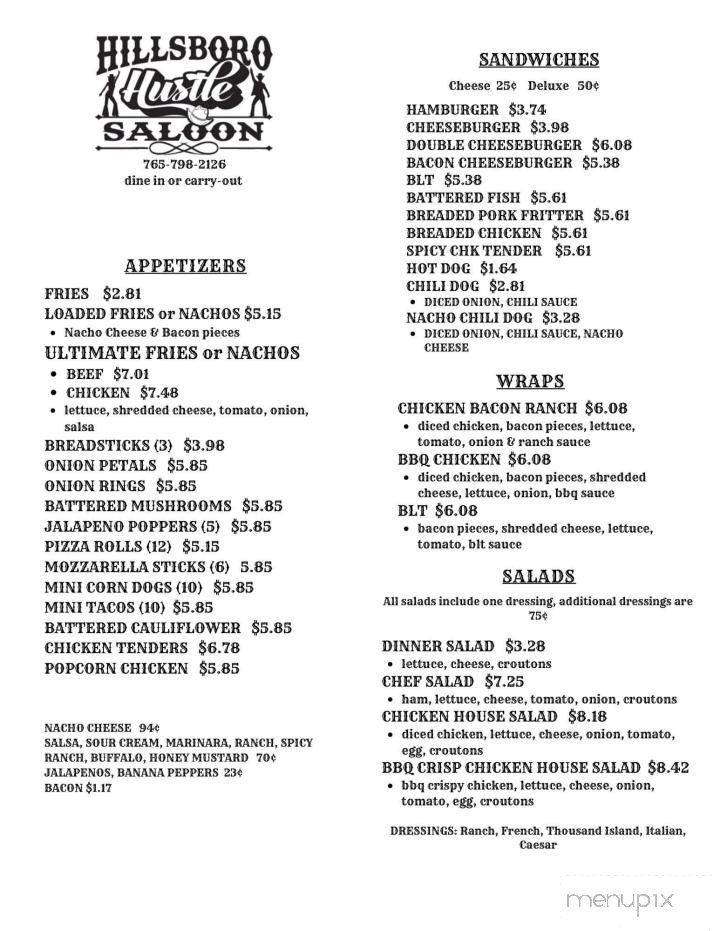 Hillsboro Hustle Saloon - Hillsboro, IN menu_pic