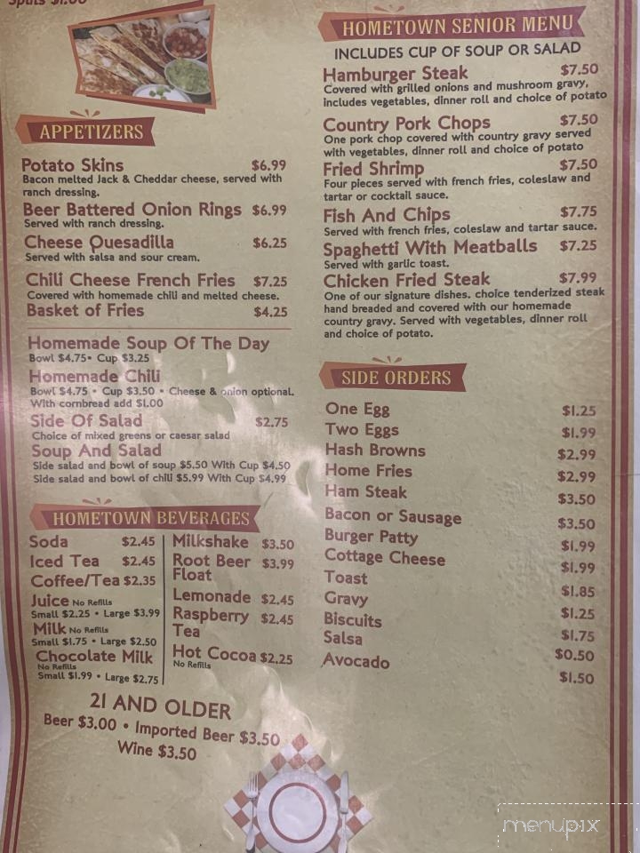 Hometown Cafe - Reno, NV menu_pic